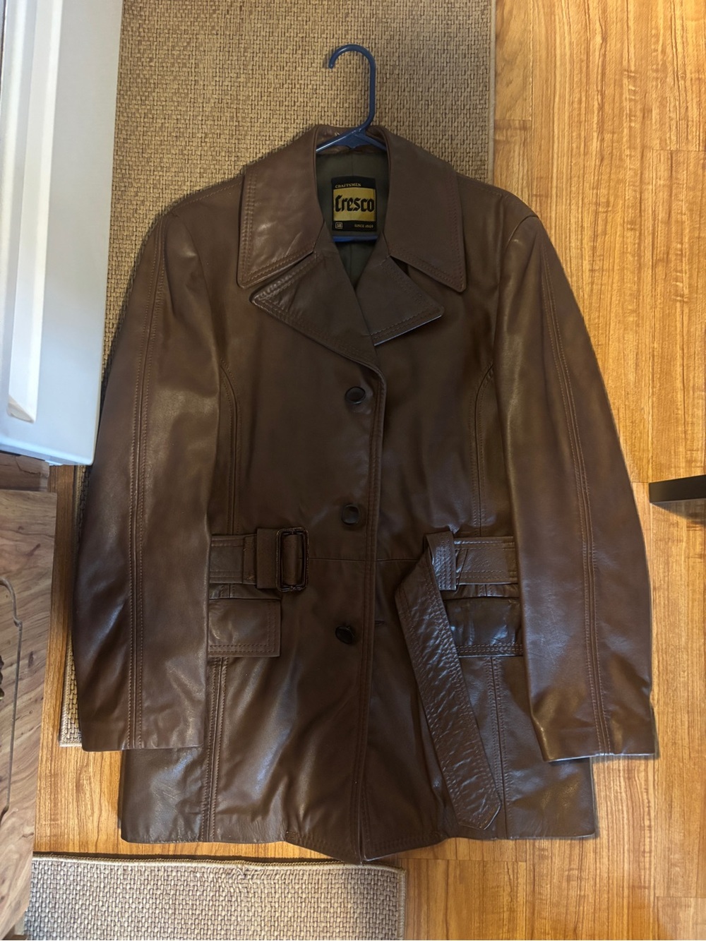 Men’s Craftsmen Cresco Brown Leather Button-Front Coat